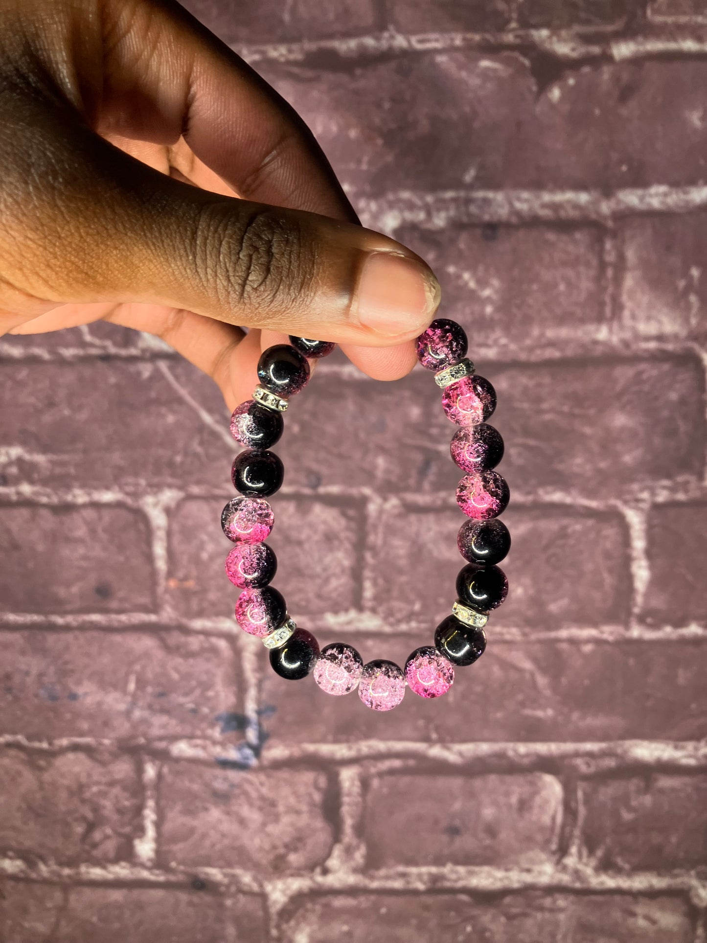 Pink and black love bracelet