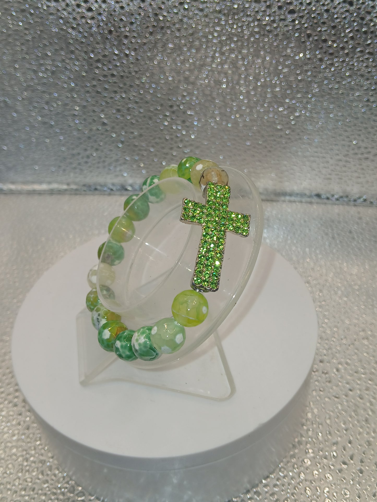 Cycle Green cross bling bracelet