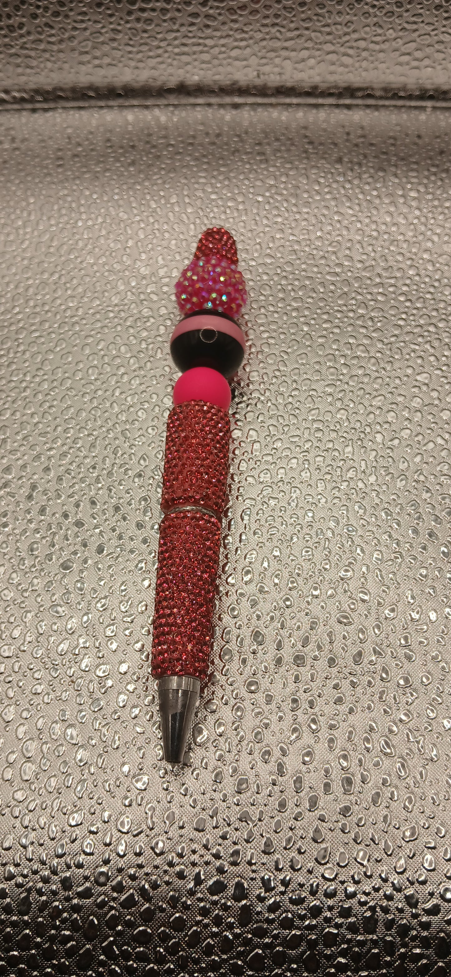Pink bling black pen