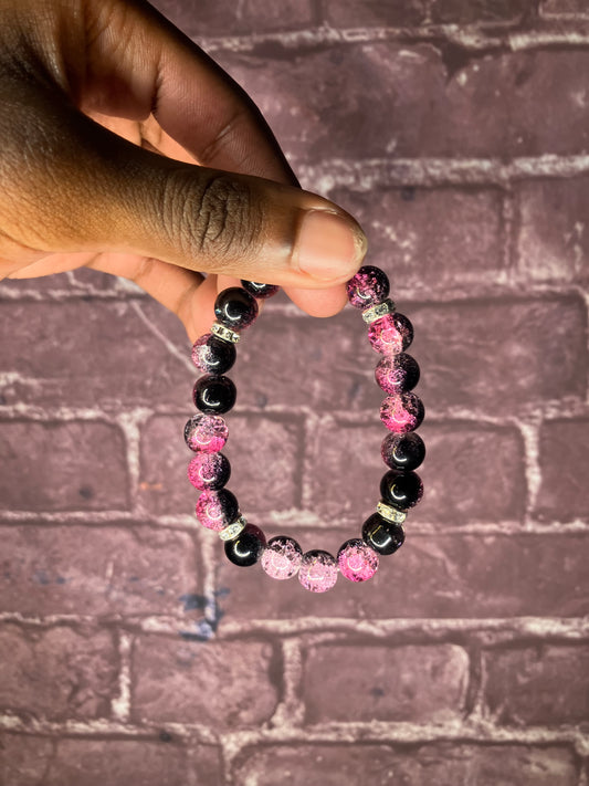 Pink and black love bracelet