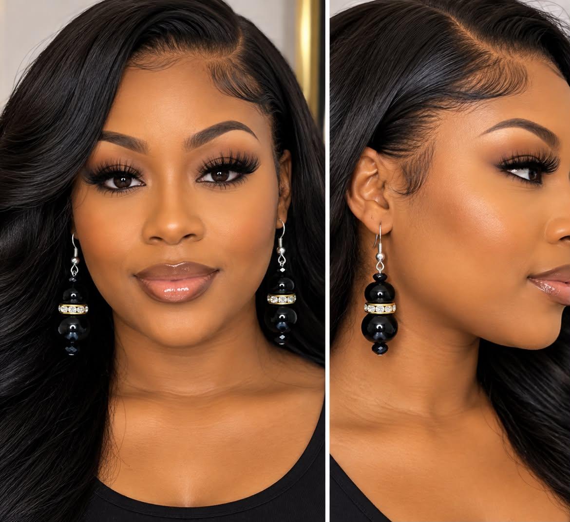 Black bea earrings