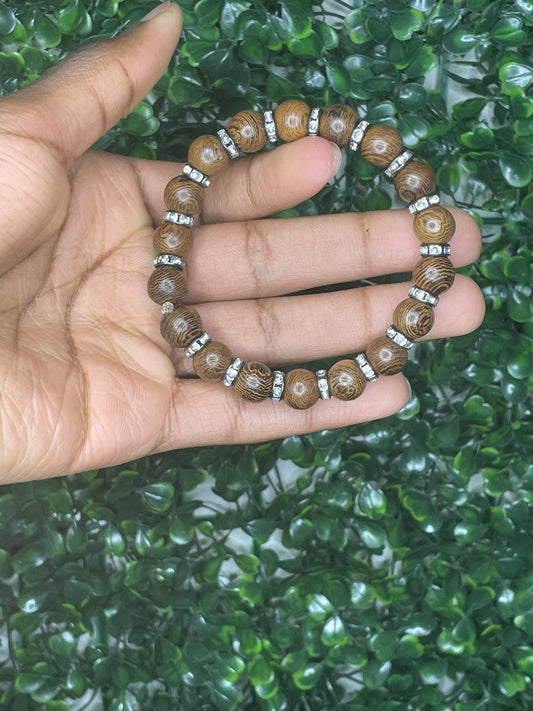 Wood￼ zebra ￼beaded bracelet
