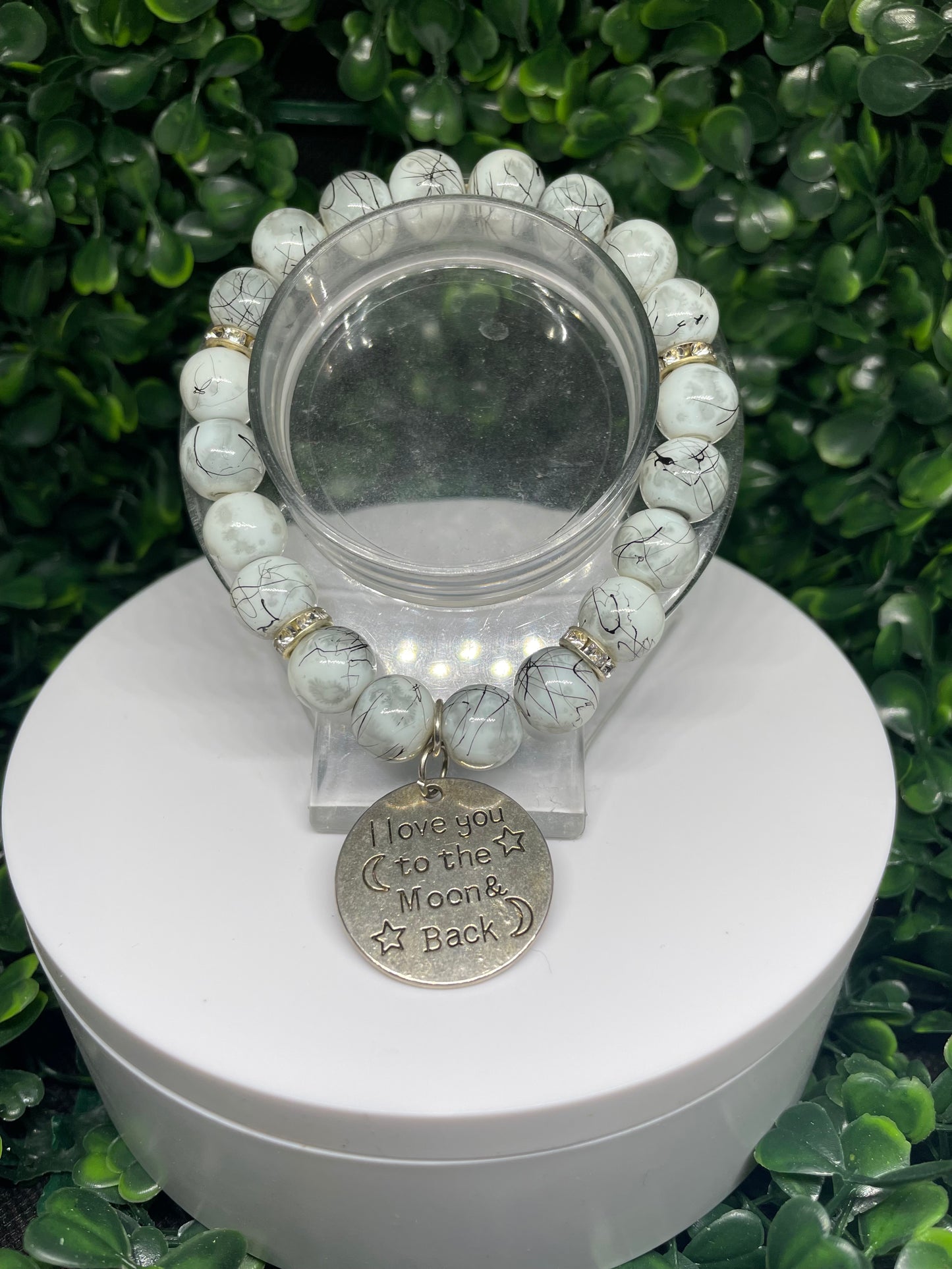 I love you to the moon and back beaded bracelet