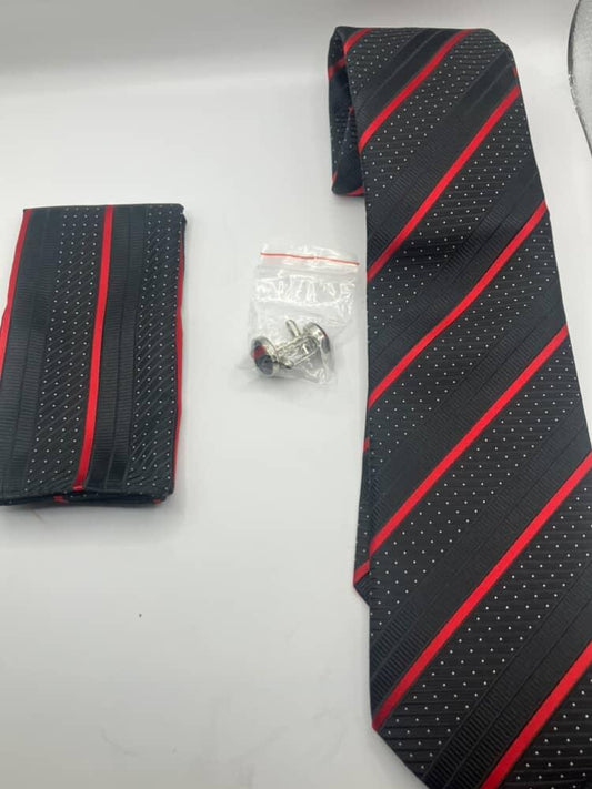 Black-and-white red tie set
