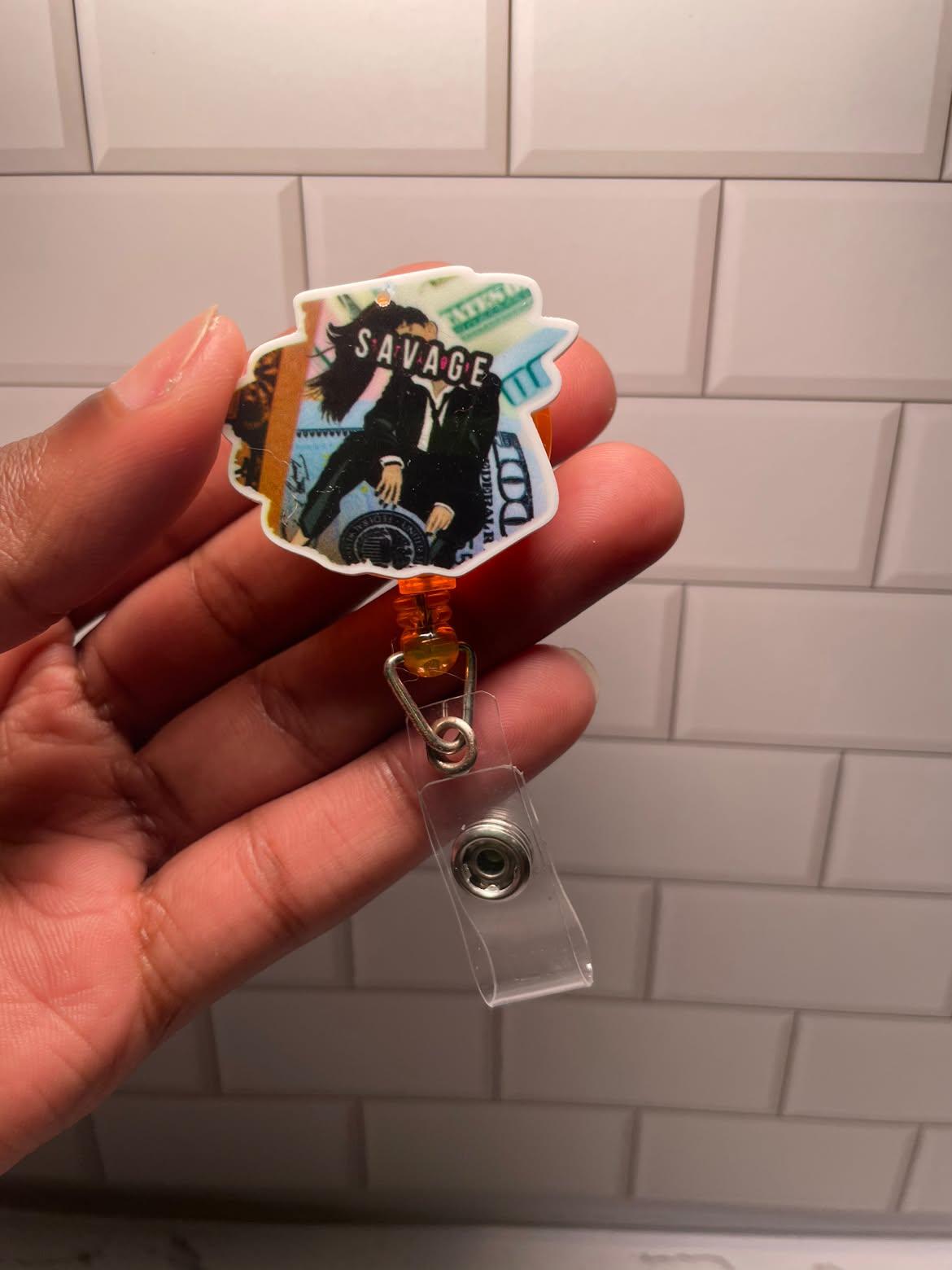 S badge reel