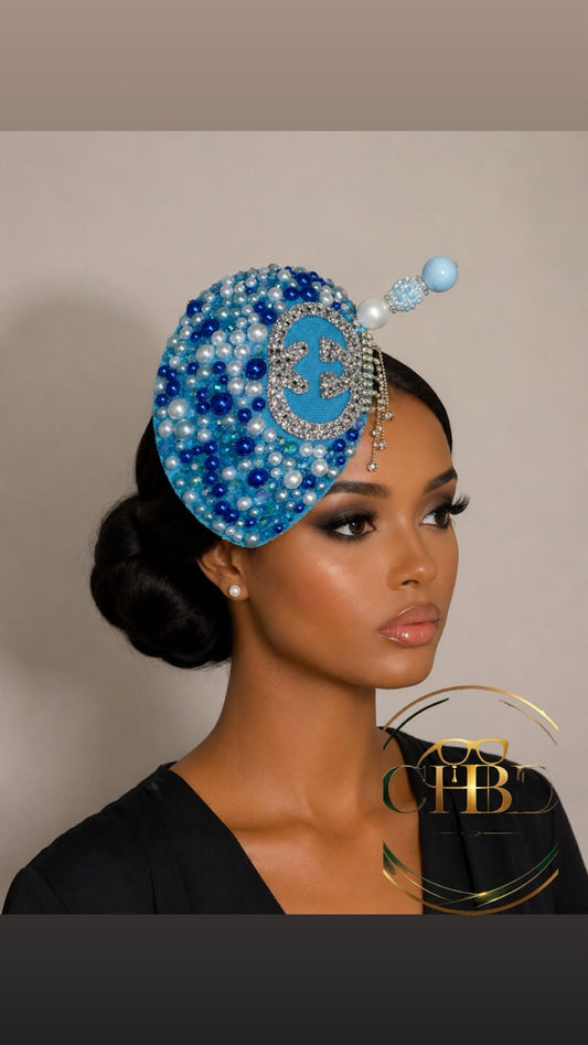 Blue Custom C fascinator