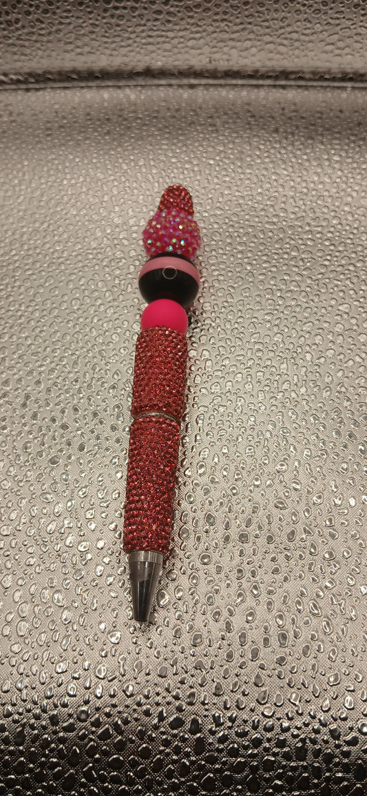 Pink bling black pen